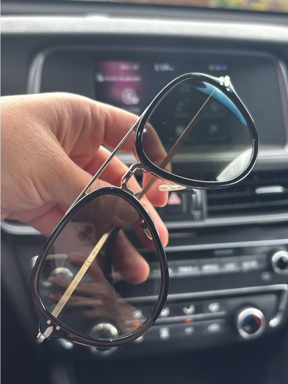 Celine Black and Gold Aviator Sunglasses
